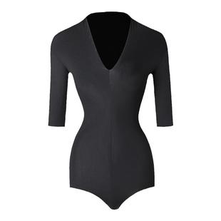 ZYM 上衣新款V领中袖拉丁舞连体上衣体操练功服女 2233