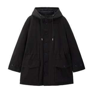 设计师款佐丹奴棉衣外套男巴恩风纯棉中长款连帽棉服夹克18075835