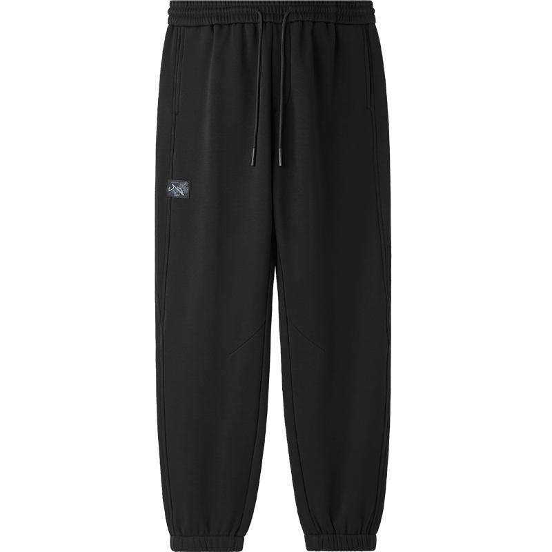 HLA/海澜之家山不在高加绒加厚卫裤25秋冬新款抽绳松紧腰休闲裤男