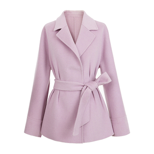 朗姿/MOJO AVENUE莫佐2025冬新款一手长双面毛呢短大衣女时尚烟灰