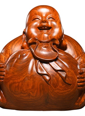 花梨木雕弥勒佛摆件实木质