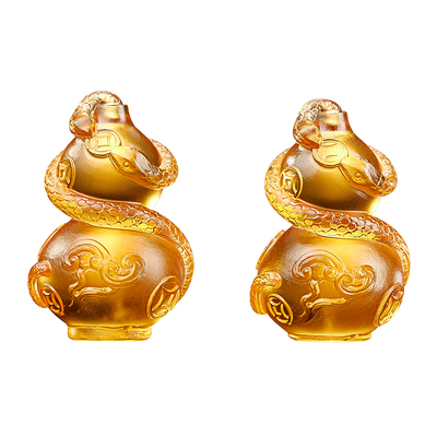 淘运阁灵蛇进禄琉璃摆件属牛2026