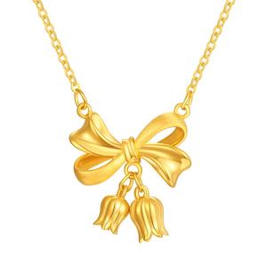 TSL谢瑞麟黄金蝴蝶结项链5G足金工艺风铃花足金金链新品计价YX723