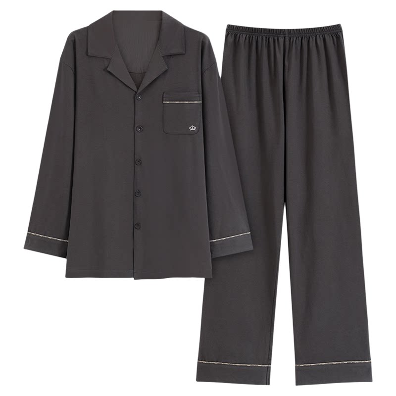 春秋冬季男士德绒长袖开衫家居服