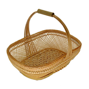 提手竹篮花篮竹编制品点心篮水果鸡蛋手提篮日式收纳餐具竹盘茶具