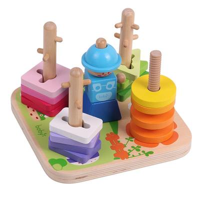 蒙氏早教几何机关套柱