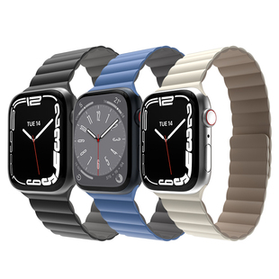 适用2024款苹果apple watch11代ultra2手表带iwatch10磁吸s9腕带46/41/42/44/45矽胶链49mm表带网红mageasy潮