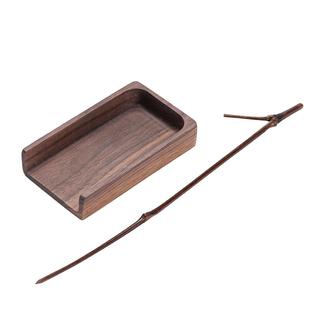 功夫茶具方形茶则茶拨二件套无漆黑胡桃实木高档茶荷茶勺茶具配件