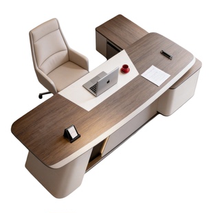 新中式白蜡木大班台长形办公桌领导桌储物柜榫卯结构可定制办公桌