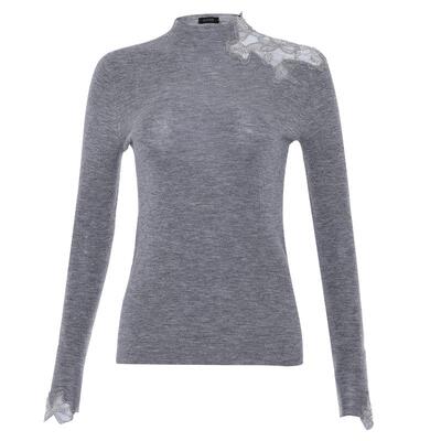 【25秋冬】兰卡文(LA CLOVER)蕾丝小高领羊绒衫花间掠影LC72AAM2