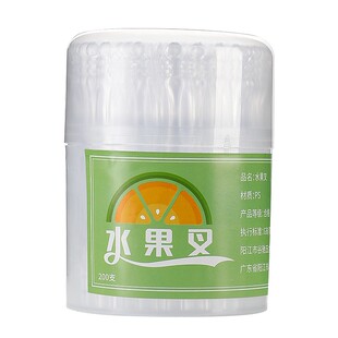 一次性水果叉食品级家用加厚水果签透明过年甜品叉子塑料安全罐装