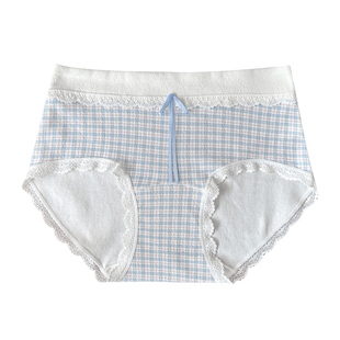复古撞色格子A类纯棉大码内裤女10A抗菌加长裆2026新款胖MM三角裤