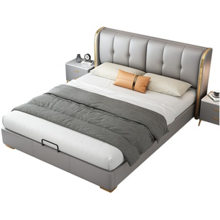 轻奢床现代简约主卧双人床1.8米高档软靠科技布床北欧网红储物床