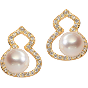 南珠宫925银海水珍珠(AKOYA)耳环正圆耳夹 C-E035SN-J