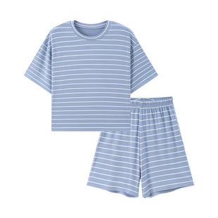 儿童莫代尔套装男童睡衣2026新款夏青少年家居服短袖短裤条纹宽松