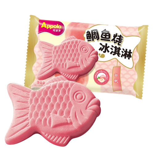 Applo阿波罗鲷鱼烧冰淇淋薄脆威化曲奇雪糕樱花草莓味冰激凌91g