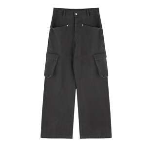 大于诗集美式复古工装裤女小个子宽松垂感窄版阔腿裤休闲直筒裤夏