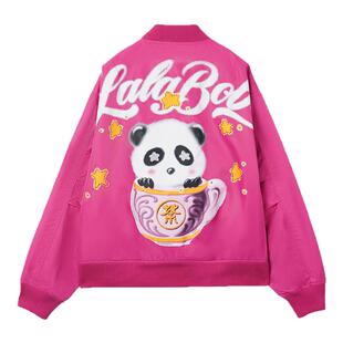 【商场同款】LALABOBO25年春季棒球服夹克女原创新款印花开襟上衣