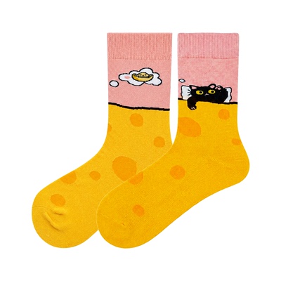 Walki踩点萌趣猫咪中筒袜