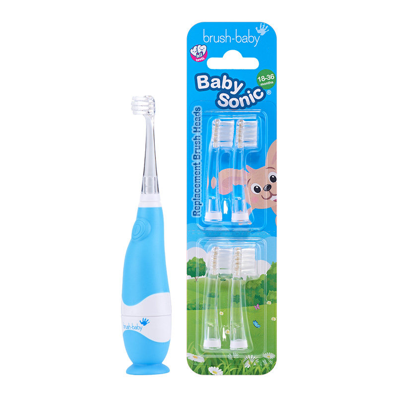 brushbaby百刷宝贝婴儿宝宝儿童电动牙刷0到3岁配替换刷头套装