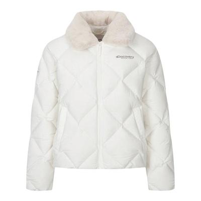 Discovery探索户外羽绒服毛领菱格绗缝保暖防寒外套女25冬新品