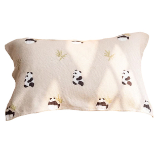 熊猫纱布枕巾纯棉100全棉一对防头油吸汗透气柔软枕头巾全棉家用