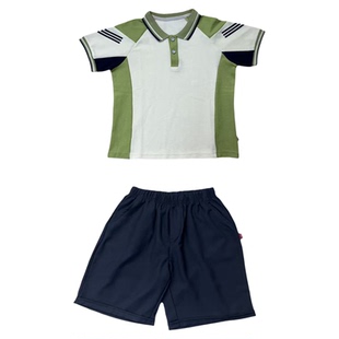 小学生学院风儿童运动套装夏季幼儿园校服男女毕业照班服绿色拼色