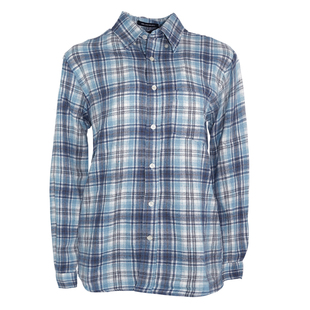 BM衬衫2026春秋女美式复古中长款格纹衬衫宽松休闲慵懒风长袖衬衣