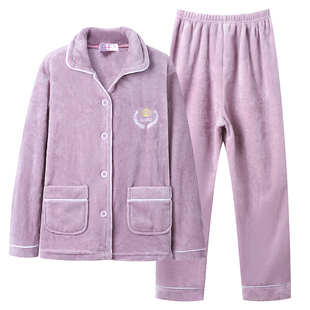 2025新款法兰绒睡衣秋冬季女款加厚加绒保暖珊瑚绒冬天大码家居服