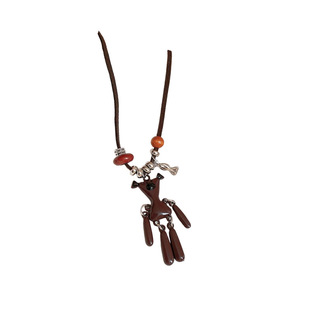 复古可爱吊坠挂绳t恤项链小熊长款配饰女小众衣服挂饰脖子毛衣链