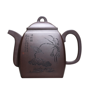 珍藏宜兴精品全手工紫砂汉方壶