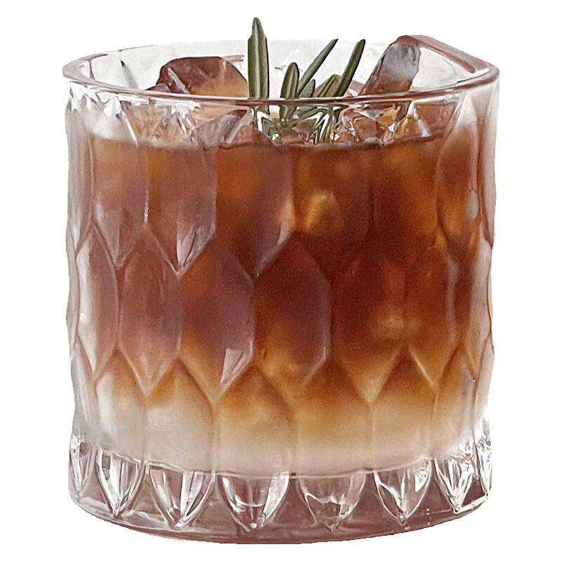 复古大容量菱格玻璃威士忌酒杯