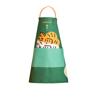 卡通老虎无袖罩衣厨房家用防水防油围裙网红餐饮男女围腰工作服