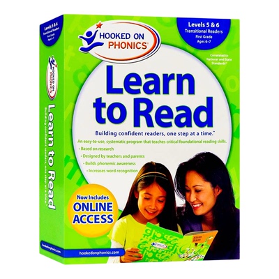 自然拼读法 迷上语音系列 一年级 英文原版 Hooked on Phonics Learn to Read Levels 5 and 6 英文原版教材分级阅读 带DVD光盘