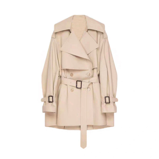 章若楠同款卡其色风衣外套女收腰系带双排扣小个子高级感短款大衣