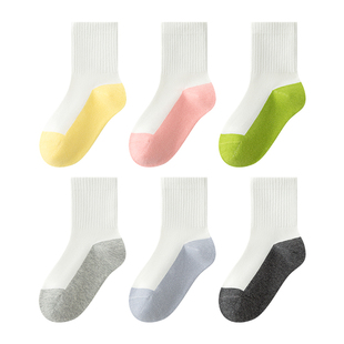 儿童袜子女童秋冬季纯棉a类白色学生袜男童全棉防臭耐脏中筒棉袜
