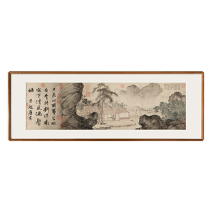 唐寅《事茗图》明代唐伯虎新中式山水画挂画客厅沙发背景墙装饰画