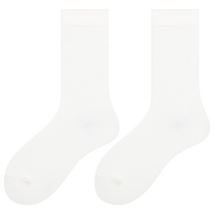 会起球的袜子 黑白色基础款女士中长筒袜 松口月子袜