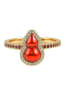 冰糖葫芦925银红葫芦戒指