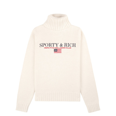 Sporty&Rich Nautical系列女士气质时尚美式高领针织毛衣上衣