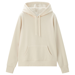 佐丹奴抓绒帽衫女加绒保暖套头衫纯色袋鼠兜休闲连帽卫衣13324761