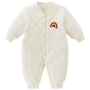 【暖护棉】乖奇熊婴幼儿夹棉连体衣冬季保暖棉服宝宝加厚抗菌哈衣
