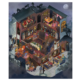 微恐系列造景贴纸十一玖Dreibishome高难度中式恐怖微缩场景大号3D立体小屋贴画手帐diy手工玩具女孩打发时间