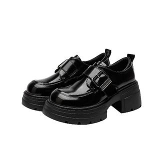 达芙妮真皮厚底乐福鞋2025新款增高软底单鞋圆头黑色小皮鞋女鞋