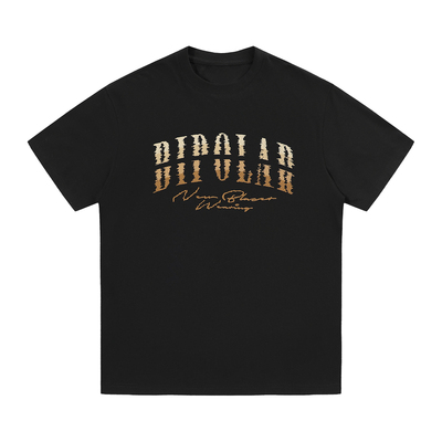 BIPOLAR弧形断字刺绣宽松T恤