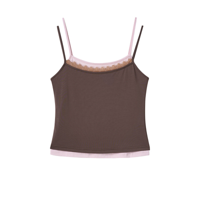 【现货】SHELLE ARTISTE26夏季新款蕾丝拼接撞色两件套吊带上衣