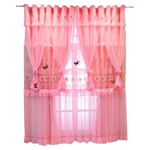 2025新款儿童房公主风蕾丝客厅遮光窗帘挂钩款女生卧室高级感定制