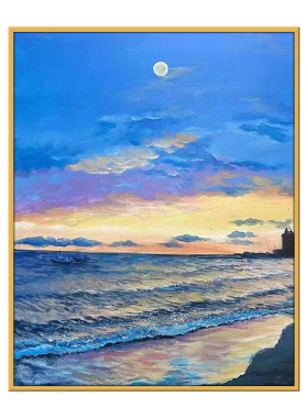日落风景晚霞手工填充数字油画