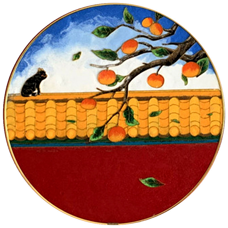 景泰蓝掐丝珐琅画成品定制线稿来图定制金丝沙画定制珐琅画代掐丝