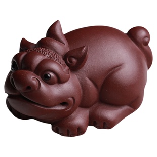 宜兴紫砂茶宠招财貔貅摆件陈洪军全手工茶玩金蟾雕塑功夫茶具可养